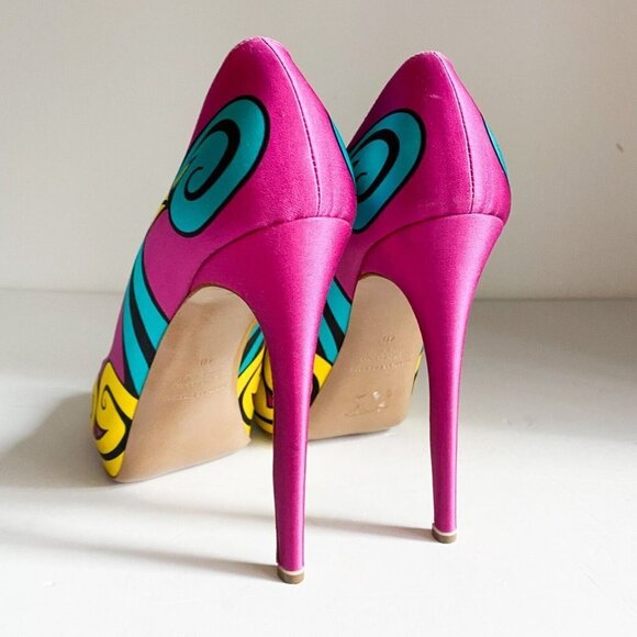 Nicolas Kirkwood Colourful Silk Satin Graffiti Heels 40 - Picture 6 of 12